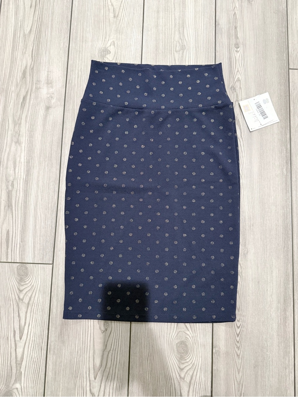 LuLaRoe Navy Pencil Skirt with Silver Dot Accents
